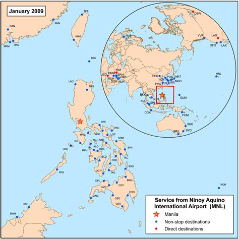 List of destinations & airlines from Ninoy Aquino International, Manila.